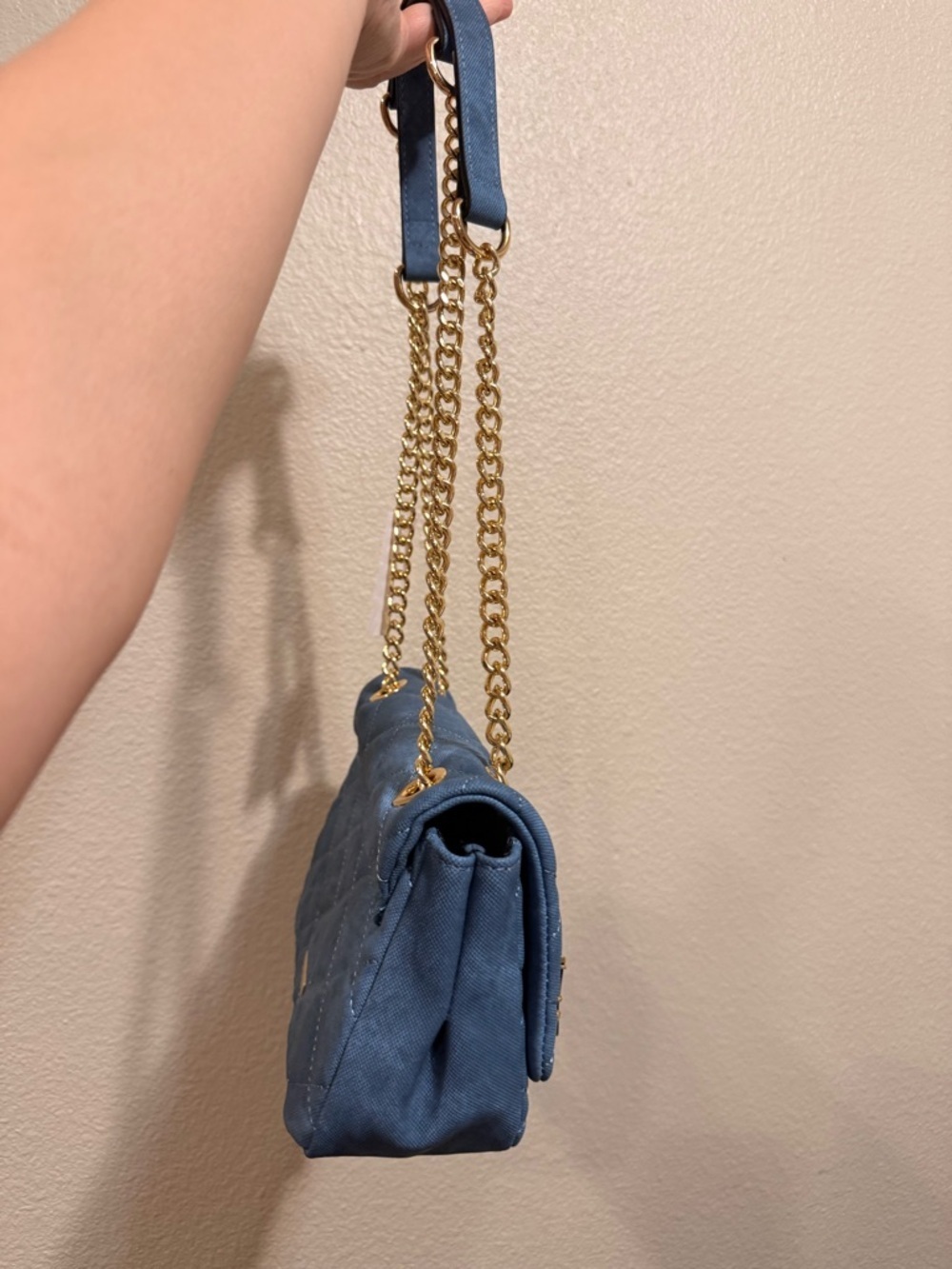 ALDO Blue 'Amour' Embellished Quilted Denim Shoulder Bag - Picture 4 of 8